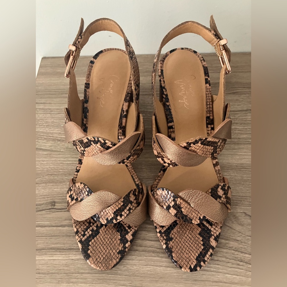 Crown Vintage Brown Snakeskin Sandals